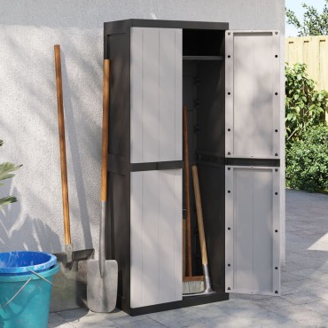 vidaXL Ντουλάπι Αποθ. Εξ. Χώρου Γκρι/Μαύρο 65x37x165cm Πολυπροπυλένιο 1 τεμ.
