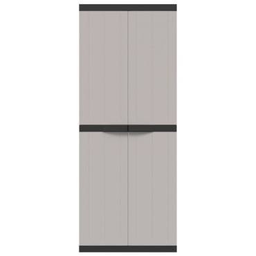 vidaXL Ντουλάπι Αποθ. Εξ. Χώρου Γκρι/Μαύρο 65x37x165cm Πολυπροπυλένιο 1 τεμ.
