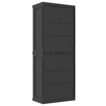 vidaXL Ντουλάπι Αποθ. Εξ. Χώρου Γκρι/Μαύρο 65x37x165cm Πολυπροπυλένιο 1 τεμ.