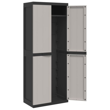 vidaXL Ντουλάπι Αποθ. Εξ. Χώρου Γκρι/Μαύρο 65x37x165cm Πολυπροπυλένιο 1 τεμ.