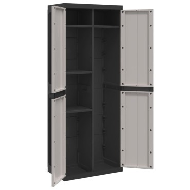vidaXL Ντουλάπι Αποθ. Εξ. Χώρου Γκρι/Μαύρο 65x37x165cm Πολυπροπυλένιο 1 τεμ.