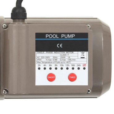 vidaXL Αντλία Πισίνας με Χρονοδιακόπτη Μαύρη 0,25 HP 8000 Λίτρα / Ώρα