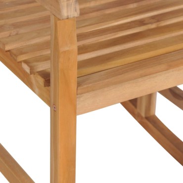 vidaXL Πολυθρόνα Κουνιστή από Μασίφ Ξύλο Teak με Κόκκινο Καρό Μαξιλάρι 58x92,5x106cm 1 τεμ.