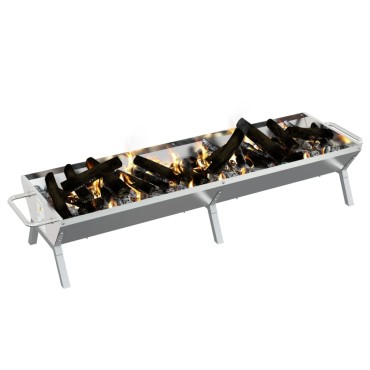 vidaXL Δίσκος Μπάρμπεκιου Ασημί 158x42x31 εκ. από Ανοξείδωτο Ατσάλι