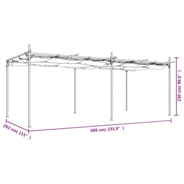 vidaXL Πέργκολα με Πτυσσόμενη Οροφή Κρεμ 295 x 292 x 230 εκ.