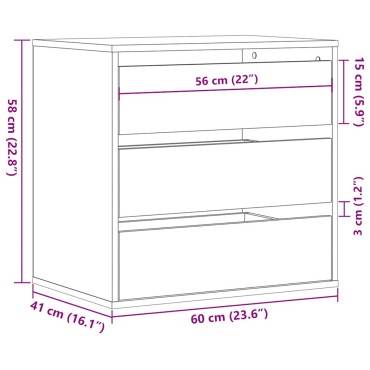 vidaXL Συρταριέρα Γωνιακή Μαύρη 60x41x58cm από Επεξεργασμένο Ξύλο 1 τεμ.