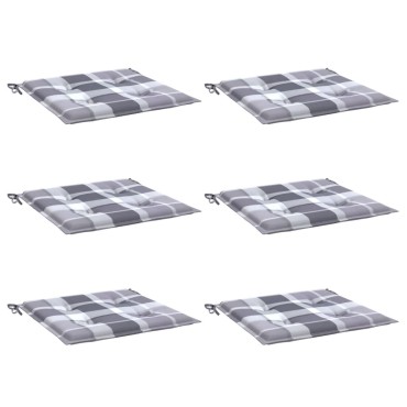 vidaXL Μαξιλάρια Καρέκλας 6τεμ Γκρι Καρό 50x50x3cm Ύφασμα Oxford