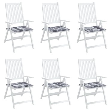 vidaXL Μαξιλάρια Καρέκλας 6τεμ Γκρι Καρό 50x50x3cm Ύφασμα Oxford