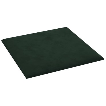 vidaXL Πάνελ Τοίχου 12 τεμ. Σκούρο Πράσινο 30x30 εκ. 1,08 μ² Βελούδο