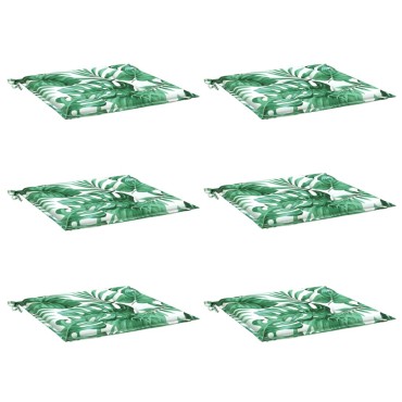 vidaXL Μαξιλάρια Καρέκλας 6 τεμ. Σχέδιο Φύλλων 50x50x3cm Υφασμάτινα