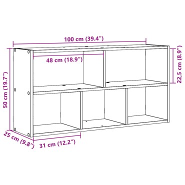 vidaXL Ραφιέρα Τοίχου Καφέ Δρυς 100x25x50cm Επεξεργασμένο Ξύλο 1 τεμ.