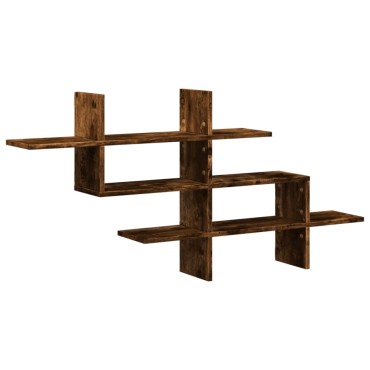 vidaXL Ραφιέρα Τοίχου Καπνιστή Δρυς 124,5x18x60,5cm Επεξεργασμένο Ξύλο 1 τεμ.