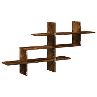 vidaXL Ραφιέρα Τοίχου Καπνιστή Δρυς 124,5x18x60,5cm Επεξεργασμένο Ξύλο 1 τεμ.