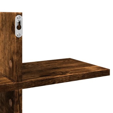 vidaXL Ραφιέρα Τοίχου Καπνιστή Δρυς 124,5x18x60,5cm Επεξεργασμένο Ξύλο 1 τεμ.