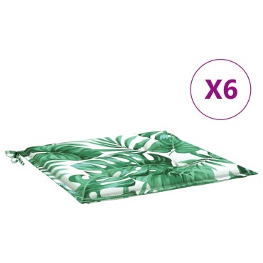 vidaXL Μαξιλάρια Καρέκλας 6 τεμ. Σχέδιο Φύλλων 40x40x3cm Υφασμάτινα