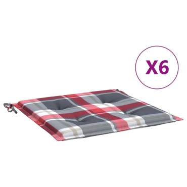 vidaXL Μαξιλάρια Καρέκλας 6τεμ Κόκκινο Καρό 50x50x3cm Ύφασμα Oxford