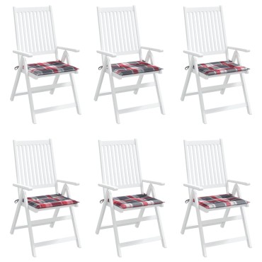 vidaXL Μαξιλάρια Καρέκλας 6τεμ Κόκκινο Καρό 50x50x3cm Ύφασμα Oxford