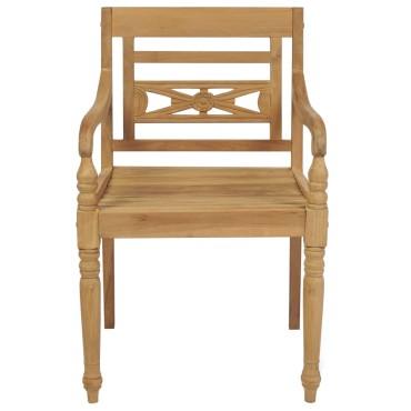 vidaXL Καρέκλες Batavia 2 τεμ. από Ξύλο Teak & Κόκκινα Καρό Μαξιλάρια 55x51,5x84cm