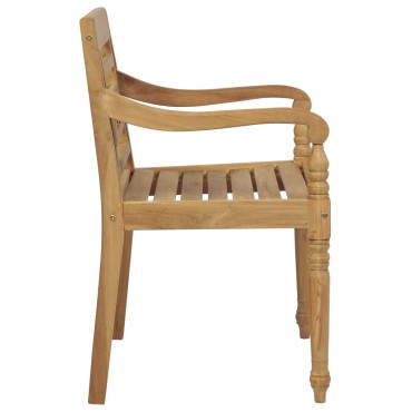 vidaXL Καρέκλες Batavia 2 τεμ. από Ξύλο Teak & Κόκκινα Καρό Μαξιλάρια 55x51,5x84cm