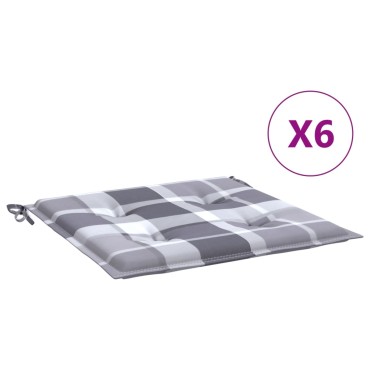 vidaXL Μαξιλάρια Καρέκλας 6τεμ Γκρι Καρό 40x40x3cm Ύφασμα Oxford