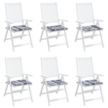 vidaXL Μαξιλάρια Καρέκλας 6τεμ Γκρι Καρό 40x40x3cm Ύφασμα Oxford