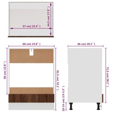 vidaXL Ντουλάπι Φούρνου Riga Καφέ Δρυς 60x46x81,5cm Επεξεργ. Ξύλο 1 τεμ.