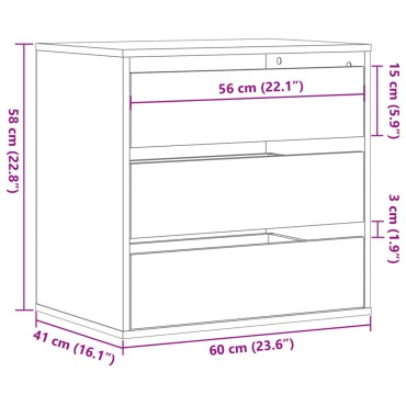 vidaXL Συρταριέρα Γωνιακή Αρτισιανή Δρυς 60x41x58cm Επεξεργ. Ξύλο 1 τεμ.