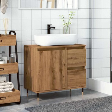 vidaXL Ντουλάπι Μπάνιου τεχνίτης Δρυς 65x33x60cm Επεξεργασμένο Ξύλο 1 τεμ.