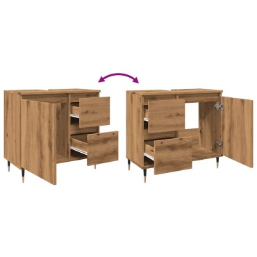 vidaXL Ντουλάπι Μπάνιου τεχνίτης Δρυς 65x33x60cm Επεξεργασμένο Ξύλο 1 τεμ.