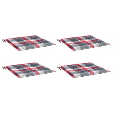 vidaXL Μαξιλάρια Καρέκλας 4τεμ Κόκκινο Καρό 40x40x3cm Ύφασμα Oxford