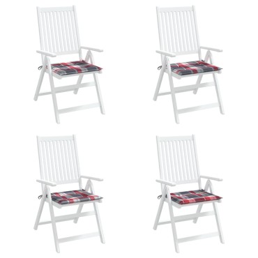 vidaXL Μαξιλάρια Καρέκλας 4τεμ Κόκκινο Καρό 40x40x3cm Ύφασμα Oxford
