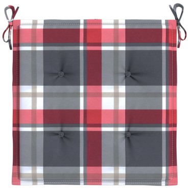 vidaXL Μαξιλάρια Καρέκλας 4τεμ Κόκκινο Καρό 40x40x3cm Ύφασμα Oxford