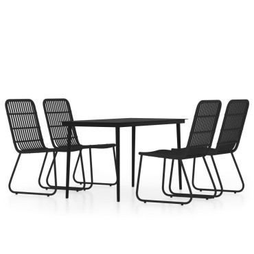 vidaXL Σετ Τραπεζαρίας Κήπου 5 τεμ. Μαύρο 140x70x74cm