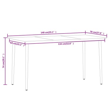 vidaXL Σετ Τραπεζαρίας Κήπου 5 τεμ. Μαύρο 140x70x74cm