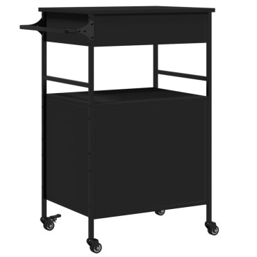 vidaXL Τρόλεϊ Κουζίνας Μαύρο 56x43x89,5cm από Επεξεργασμένο Ξύλο 1 τεμ.