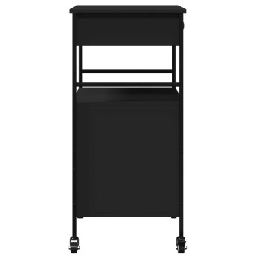 vidaXL Τρόλεϊ Κουζίνας Μαύρο 56x43x89,5cm από Επεξεργασμένο Ξύλο 1 τεμ.