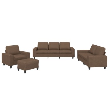 vidaXL Καναπές 4 τεμ. Καφέ ύφασμα 94x77x80cm  Διθέσιος Τριθέσιος