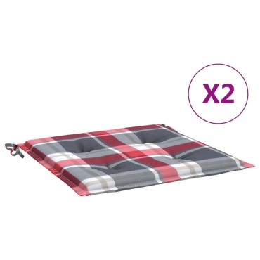 vidaXL Μαξιλάρια Καρέκλας 2τεμ Κόκκινο Καρό 40x40x3cm Ύφασμα Oxford