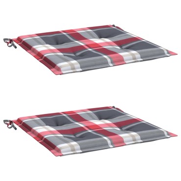 vidaXL Μαξιλάρια Καρέκλας 2τεμ Κόκκινο Καρό 40x40x3cm Ύφασμα Oxford