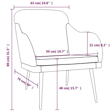 vidaXL Πολυθρόνα Μαύρη 63x76x 80cm Βελούδινη 1 τεμ.