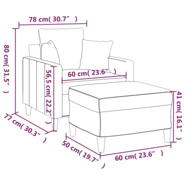 vidaXL Πολυθρόνα Καφέ Βελούδινη με Υποπόδιο 78x77x80cm 1 τεμ. Γωνιακός