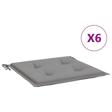 vidaXL Μαξιλάρια Καρέκλας Κήπου 6 τεμ. Γκρι 50x50x3cm Ύφασμα Oxford