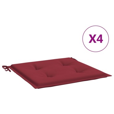 vidaXL Μαξιλάρια Καρέκλας Κήπου 4τεμ Μπορντό 50x50x3cm Oxford Ύφασμα