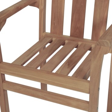 vidaXL Καρέκλες Κήπου 2 τεμ. Μασίφ Ξύλο Teak με Κόκκινα Καρό Μαξιλάρια 58x50x89cm