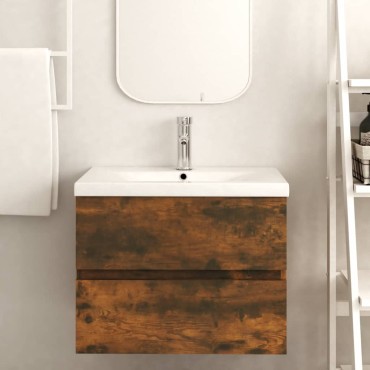 vidaXL Ντουλάπι Νιπτήρα Καπνιστή Δρυς 60x38,5x45cm από Επεξεργ. Ξύλο 1 τεμ.