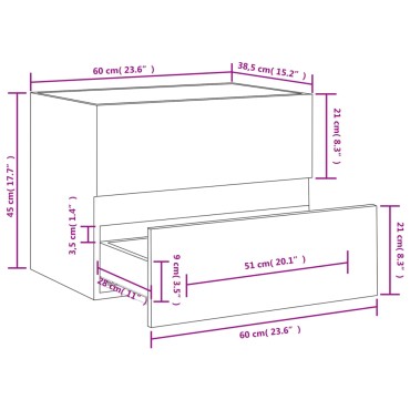 vidaXL Ντουλάπι Νιπτήρα Καπνιστή Δρυς 60x38,5x45cm από Επεξεργ. Ξύλο 1 τεμ.