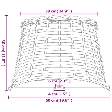 vidaXL Καπέλο Φωτιστικού Λευκό Ø50x30 εκ. από Wicker