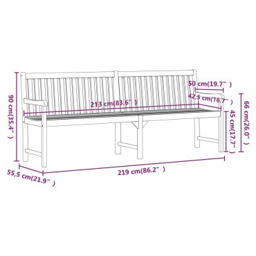 vidaXL Παγκάκι Κήπου από Μασίφ Ξύλο Ακακίας 219x55,5x90cm 1 τεμ.