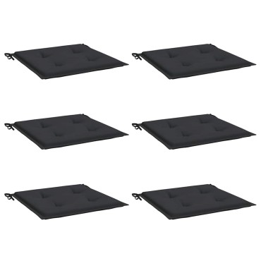 vidaXL Μαξιλάρια Καρέκλας Κήπου 6 τεμ. Μαύρα 40x40x4cm Υφασμάτινα
