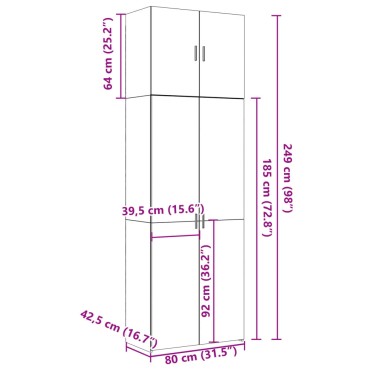 vidaXL Ντουλάπι Λευκό 80x42,5x249cm από Επεξεργασμένο Ξύλο 1 τεμ.